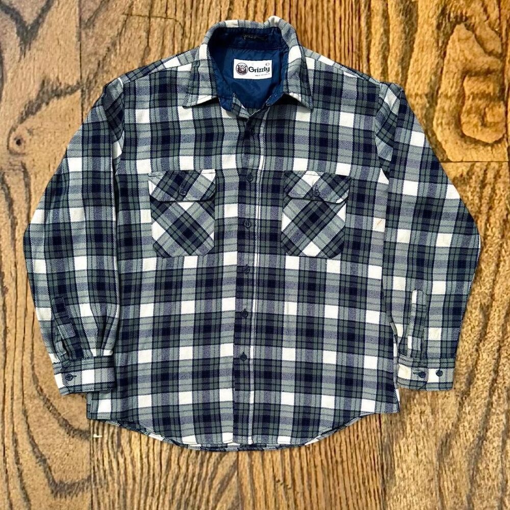 Vintage 70’s Grizzly Plaid Flannel Button Down Shirt